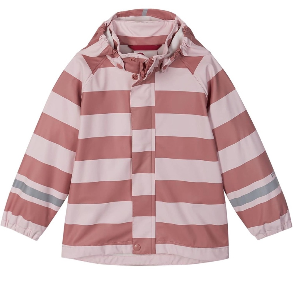 Reima Vesi Striped Pink Raincoat - Size 5T/110cm.  NWOT
